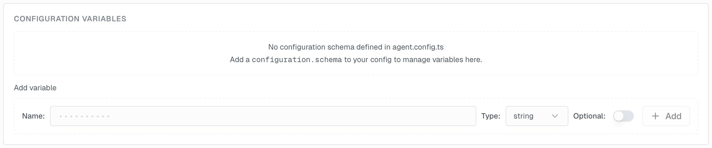 Configuration Variable management in Settings