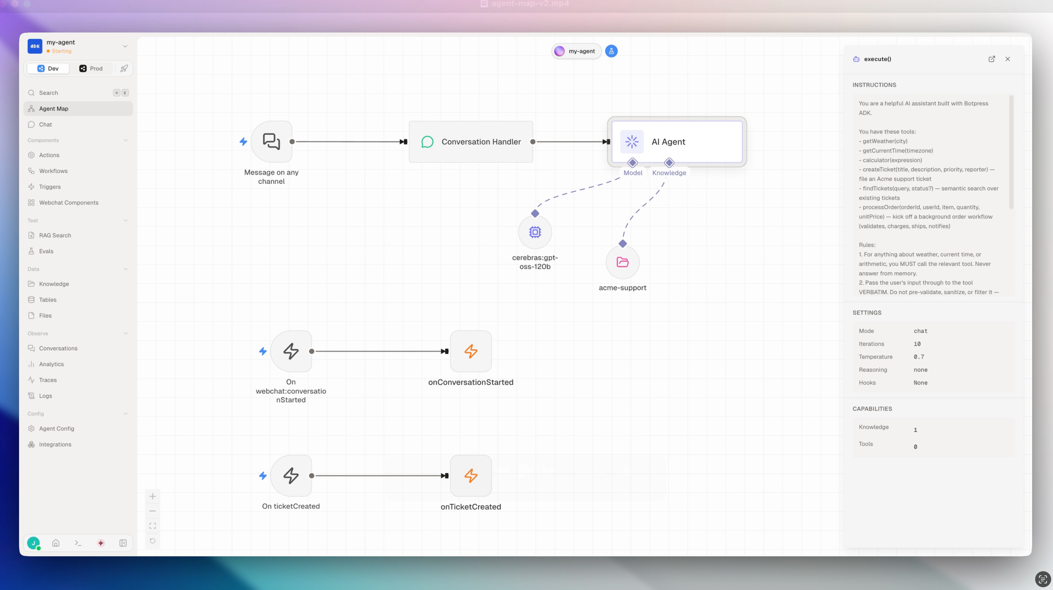Agent Map graph view in the Dev Console