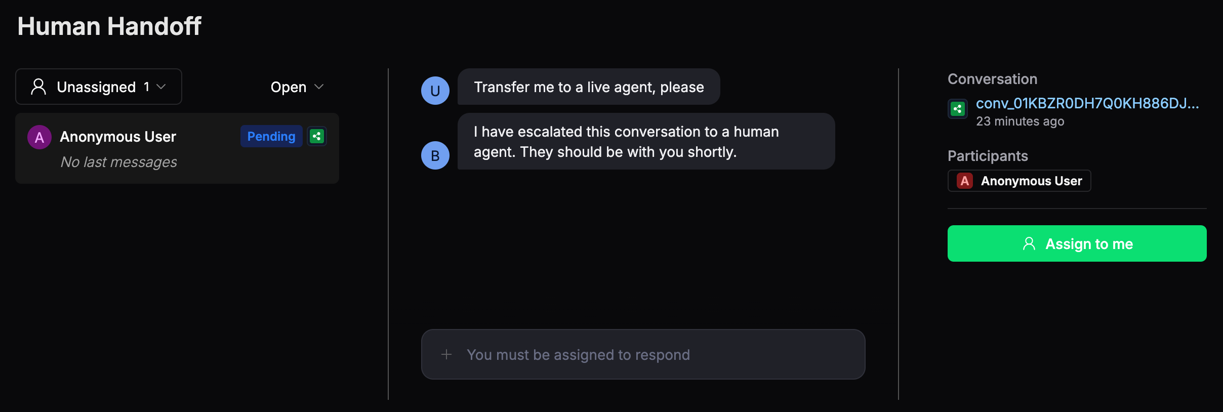 Assign conversation