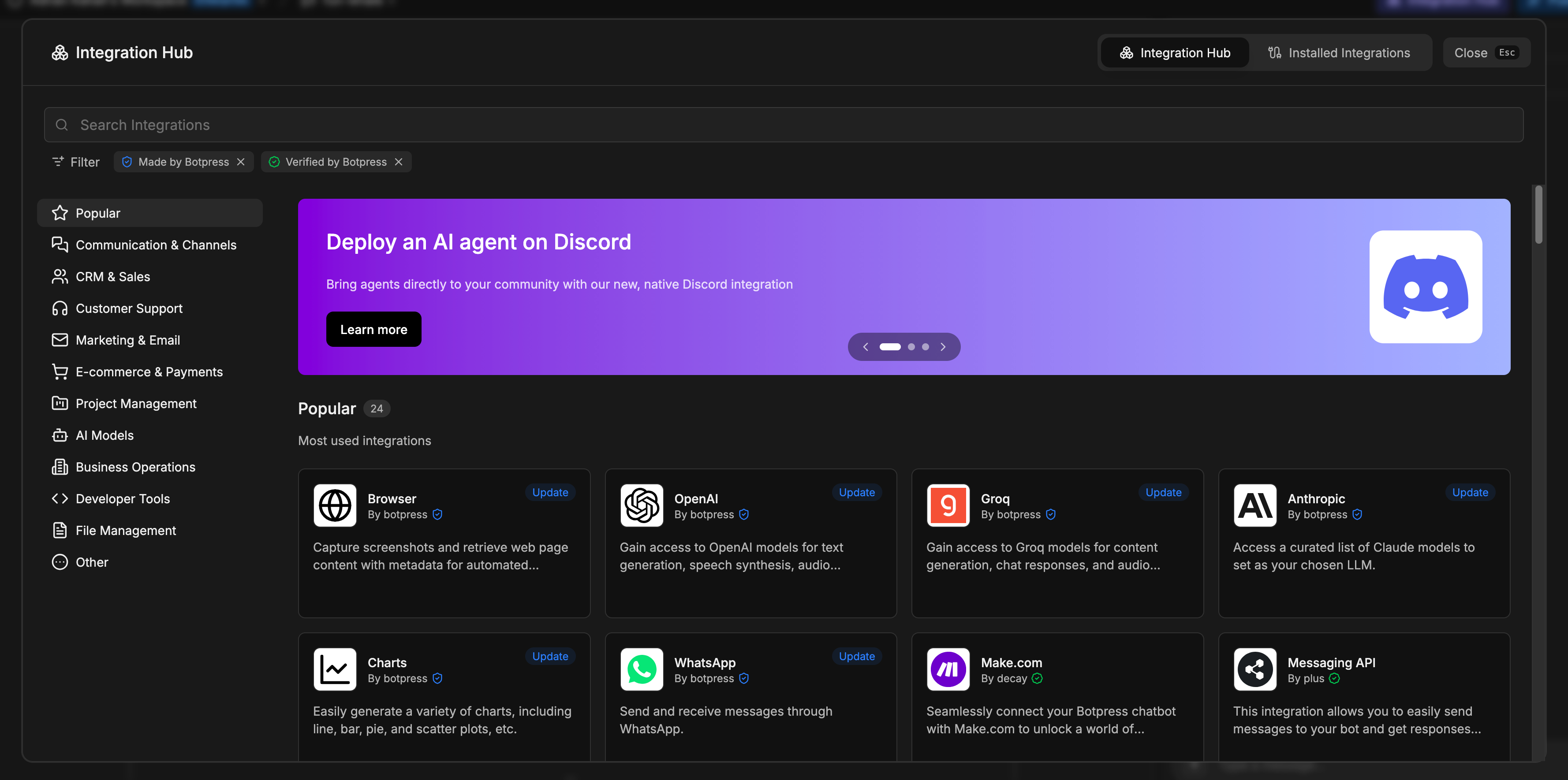 Integrations Hub