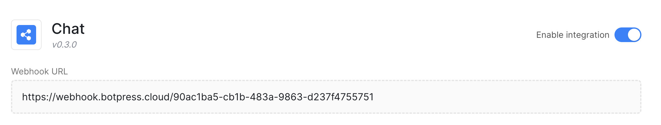 Webhook ID in the Chat Integration configuration page